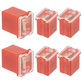 50A Square Auto Fuses 50 AMP Low Profile Box Shaped Automotive Fuse for SUVs Cars Trucks Boats (Pack of 6 Pcs)