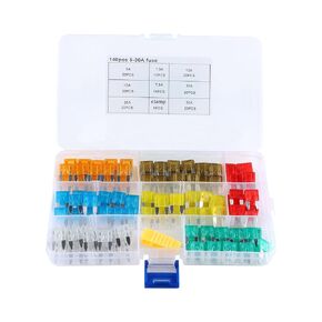 140Pcs Car Fuse Blades Mini Size Car Fuses Aluminum Inserts 5A 7.5A 10A 15A 20A 25A 30A with Clamp Box for Car Marine RV Camper Boat Truck