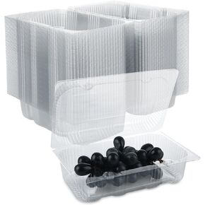 200PCS Take Out Containers with Hinged Lids 7.3 x 5 x 2.6 inch Disposable Plastic Dessert Container with Lids Clear Take Out Containers Plastic Clamshell Food Containers