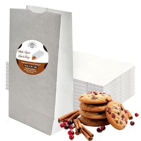 Under the Sun Products- 4lb White Paper Lunch and To Go Bags - Pack of 50ct