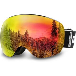 AKASO OTG Ski Goggles, Snowboard Goggles, Mag-Pro Magnetic Interchangeable Lenses, Snow Goggles for Men & Women
