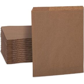 Prime Line Packaging Flat Paper Bags, Kraft Merchandise for Small Businesses, Crafts, Prints, Cards, Photos, Wrapping, Shopping, Bulk, 9x12, 100 Count