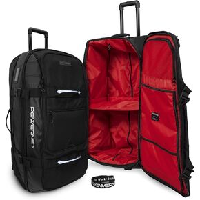 PowerNet All Gear Transporter | Rolling Baseball Equipment Bag for Coaches All w/Terrain Wheels | Large Main Compartment Fits Four 7x7 Net or Training Equipment Bags | Side Bat Sleeve and 20+Pockets
