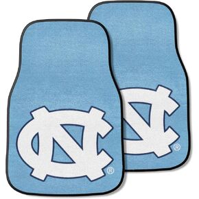 FANMATS 5429 North Carolina Tar Heels Front 2-Piece Team Logo Carpet Car Mat Set, Front Row Automotive Floor Mats, Non-Slip Backing, Team Colors - "NC" Logo
