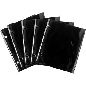 5pcs Music Folder Flip Folder Pages, Black Marching Band Music Supplementary Sheets Flip Folio Folder with 2 Holes, 7.4 X 6.4 Inches PVC Waterproof Window Pages Musical Flip Folder for Holding