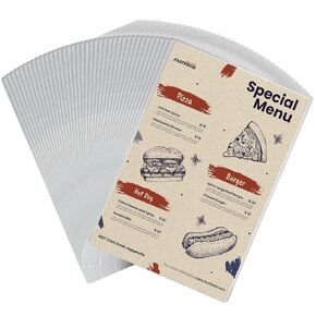 40 Pack Menu Covers 8.5 x 11inch Single Page 2 View Restaurant Menu Covers, Clear Menu Sleeves Menu Holder for Restaurant, Drink, Wine Menu