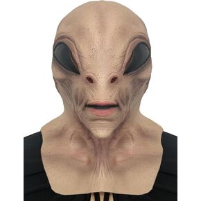 Alien Mask, Realistic UFO Extraterrestrial Encounter Prank Masks Head Masks for Halloween Carnival Costume Party Props - Brown