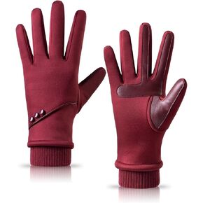Winter Gloves Women with Touchscreen Fingers,Gloves for Women Water-Resistant with Anti-Slip Leather,Warm Gloves for Women Fleece Lined for Driving Running Cycling Hiking - M