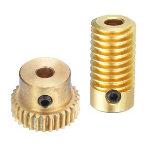uxcell Worm Gear Set - 0.5 Module 30:1 Reduction Rate 4mm Hole Dia Gear Shaft and 4mm Hole Dia Gear Wheel 30T Drive Gear Box (Brass)