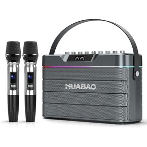 Karaoke Machine - 100W Super Bass Bluetooth Speaker with 2 Wireless Microphones, Portable PA System with LED Lights, Professional Loudspeaker, Supports TWS Pairing, and Bass/Treble/Echo Adjustment