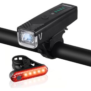 Bike Lights Front and Back, Mountain Bike Lights for Night Riding, Rechargeable USB-C Strong Brightness Bike Headlight with Tail Light, Stroller Lights for Walking at Night,Bike Lights Kids