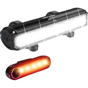 Super Bright Bike Light 3000 Lumen 5 LED Bicycle Light with Taillights Rechargeable Bike Headlight for Night Riding Waterproof Bike Light Front and Back Set for Mountain/Dirt/Light/Kids Bike