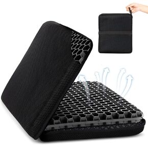 3 in 1 Portable Airplane Gel Seat Cushion, Gel Travel Seat Cushion, Foldable Cushion for Airplane Seats Portable Seat Pad Stadium Seat Bleacher Seats for Flights Camping Kayak Office Chair