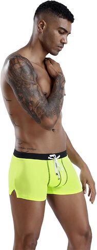 Mens Soild Color Swimwear Swim Briefs Trunks Square Leg Board Short with Adjustable Drawstring in Saudi Arabia