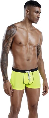 Mens Soild Color Swimwear Swim Briefs Trunks Square Leg Board Short with Adjustable Drawstring in Saudi Arabia