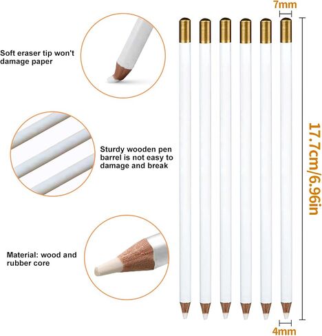 DOETYD 6 Pcs Eraser Pencil, Highlight Eraser Pencil Wooden Rubber Pencil Detail Eraser for Sketching Drawing Detail Revise in Saudi Arabia