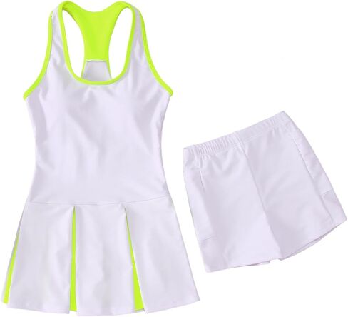 Girls Tennis Dress Golf Outfit Sleeveless Tank Top and Sport Skorts Set Pocket Kids Athletic Clothes with Shorts in Kuwait