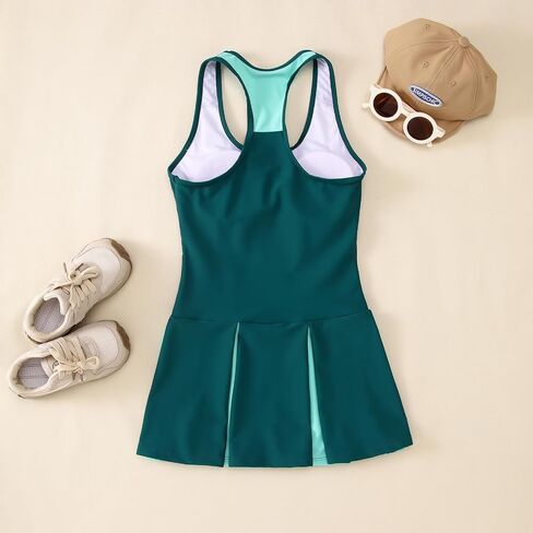 Girls Tennis Dress Golf Outfit Sleeveless Tank Top and Sport Skorts Set Pocket Kids Athletic Clothes with Shorts in Kuwait