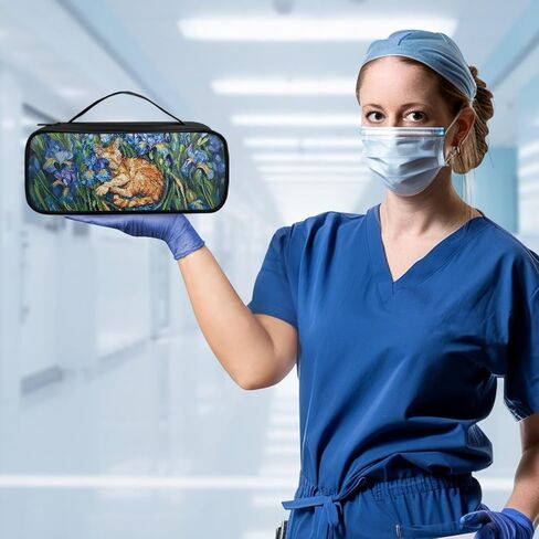 Van Gogh Cat Stethoscope Case Large Protective Stethoscope Casewith Handle Shockproof Hard Organizer Storage Bag Medical Assistant Accessories in Saudi Arabia