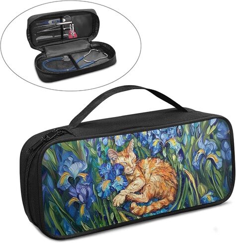 Van Gogh Cat Stethoscope Case Large Protective Stethoscope Casewith Handle Shockproof Hard Organizer Storage Bag Medical Assistant Accessories in Saudi Arabia