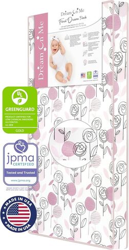 مرتبة سرير الأطفال القياسية المصنوعة من الألياف الصلبة من Dream On Me Honeycomb، Greenguard Gold وJPMA، ضمان لمدة 10 سنوات، 5 بوصات من الألياف الأساسية، دعم مثالي للرضع والأطفال الصغار، غطاء مقاوم للماء بفتحات تهوية in Kuwait