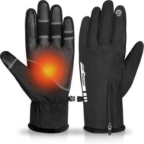 ihuan الشتاء قفازات التزلج للماء الرجال النساء، قفازات ركوب الدراجات الدافئة الثلوج الطقس البارد، القيادة ركوب الدراجات الجري in Kuwait