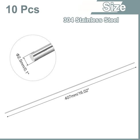 uxcell 5Pcs 304 Stainless Steel Rods, 4.8mm x 407mm Metal Solid Shaft Round Rod Lathe Bar Stock for Model Plane Cars Ship DIY Craft Metal Working in Saudi Arabia