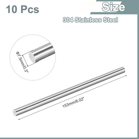 uxcell 5Pcs 304 Stainless Steel Rods, 4.8mm x 407mm Metal Solid Shaft Round Rod Lathe Bar Stock for Model Plane Cars Ship DIY Craft Metal Working in Saudi Arabia