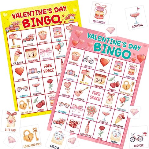Fancy Land Valentines Day Bingo Game for Kids 24 Players Valentine’s Day Classroom Party Activities Game in Saudi Arabia