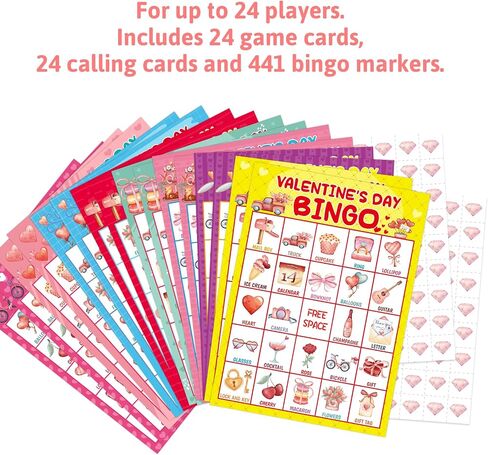Fancy Land Valentines Day Bingo Game for Kids 24 Players Valentine’s Day Classroom Party Activities Game in Saudi Arabia