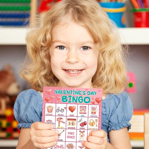 Fancy Land Valentines Day Bingo Game for Kids 24 Players Valentine’s Day Classroom Party Activities Game in Saudi Arabia