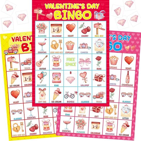 Fancy Land Valentines Day Bingo Game for Kids 24 Players Valentine’s Day Classroom Party Activities Game in Saudi Arabia