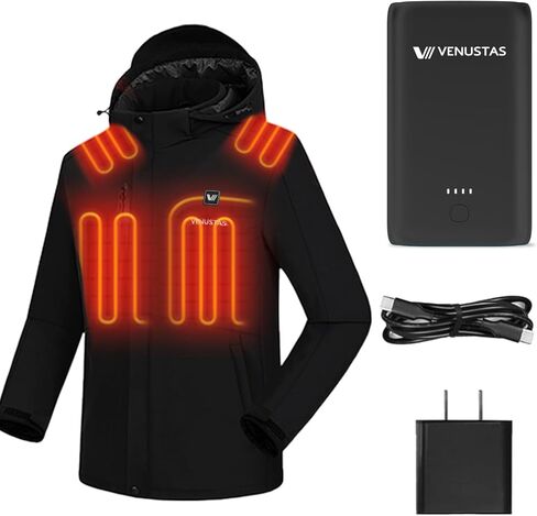 سترة Venustas للرجال (أسود، X-Large) مع حزمة بطارية مطورة، بالإضافة إلى محول شحن سريع بقدرة 35 وات، حتى 20 ساعة من وقت التشغيل in Kuwait