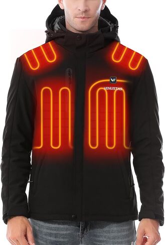 سترة Venustas للرجال (أسود، X-Large) مع حزمة بطارية مطورة، بالإضافة إلى محول شحن سريع بقدرة 35 وات، حتى 20 ساعة من وقت التشغيل in Kuwait