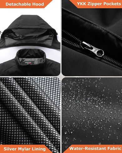 سترة Venustas للرجال (أسود، X-Large) مع حزمة بطارية مطورة، بالإضافة إلى محول شحن سريع بقدرة 35 وات، حتى 20 ساعة من وقت التشغيل in Kuwait