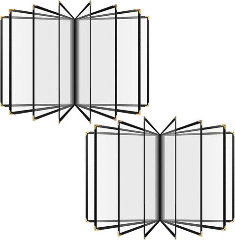 TaoBary 8.5 x 11 Inch Menu Covers Fits A4 Size Paper Transparent Restaurant Menu Covers Menu Holder with Leatherette Trim and Decorative Metal Corners Bar Cafe Restaurant, Black (2 Pcs) in Saudi Arabia