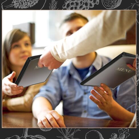 TaoBary 8.5 x 11 Inch Menu Covers Fits A4 Size Paper Transparent Restaurant Menu Covers Menu Holder with Leatherette Trim and Decorative Metal Corners Bar Cafe Restaurant, Black (2 Pcs) in Saudi Arabia