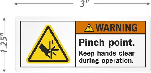 SmartSign (250/Roll) Pinch Point Keep Hands Clear During Operation Labels in a Handy Dispenser Box - 1.25" x 3", Plastic Labels (Aggressive Adhesive) with Polyolefin Film, ISO Warning Labels in Saudi Arabia