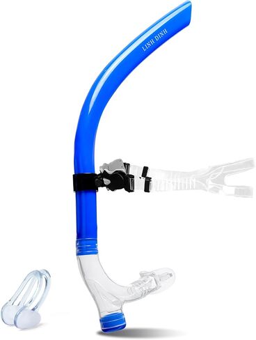 Swim Snorkel with One-Way Purge Valve, Swimming Training Accessories for Lap Swimming Adult/Kid/Youth, Comfortable Center Mount Swimming Snorkel, Training Gear for Pool and Open Water in Saudi Arabia