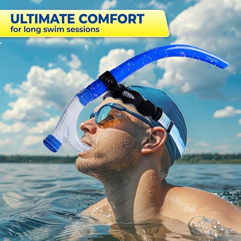 Swim Snorkel with One-Way Purge Valve, Swimming Training Accessories for Lap Swimming Adult/Kid/Youth, Comfortable Center Mount Swimming Snorkel, Training Gear for Pool and Open Water in Saudi Arabia