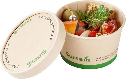 Restaurantware-LIDS ONLY: Sustain Round Paper Soup Container Lids, 200 Disposable Ice Cream Cup Lids - Cups Sold Separately, For 3 And 4 Ounce Cups, Bamboo To Go Cup Lids, PLA lining, Compostable in Saudi Arabia