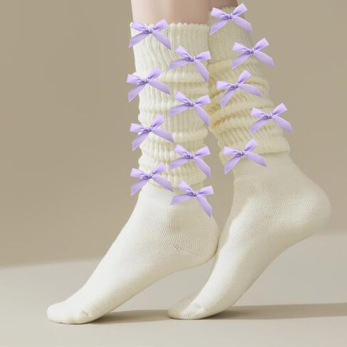 30pcs Bow Charms for Socks Mini Ribbon Bow Junk Socks Charms Brooch Pins Girly Y2K Decorative Pins for Shoes Shirts Hats Socks Gloves Crafts Coquette Safety Pins Accessories Bulk in Saudi Arabia