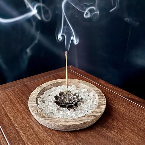 5 in 1 Larger Incense Holder for Sticks,Crystal Lotus Incense Holder,Sage Burner Holder,Candle Holder, Abalone Shell Burner, Obsidian Healing and Sleep Aid Incense Holder (Black) in Saudi Arabia