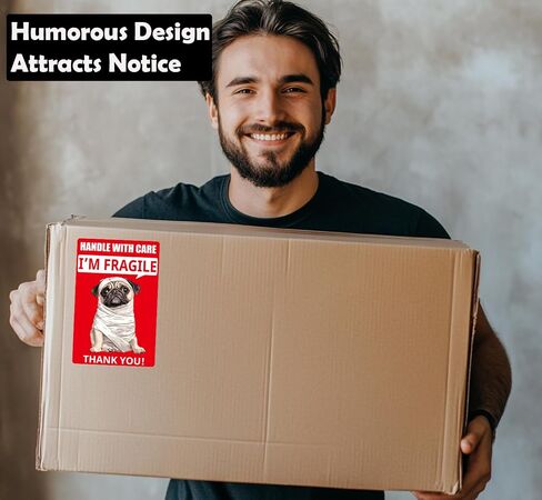 Funny Fragile Stickers | Mommy and Dog Design | 3 × 2 inches 500 Fragile Labels for Shipping Moving Glass Permanent Adhesive Fragile Labels in Saudi Arabia