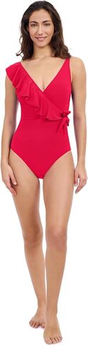 Profile by Gottex Tutti Frutti Solid Women's One Shoulder Ruffle V Neck One Piece Swimsuit with Soft Cups - Swim Essential in Saudi Arabia
