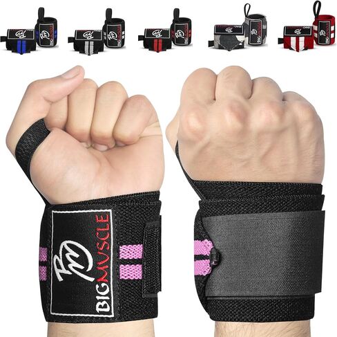 Big Muscle Wrist Wraps for Weightlifting, Powerlifting, Strength Training, Benching & Bodybuilding Thumb Loops with Adjustable Straps, Wrist Support for Men & Women in Saudi Arabia