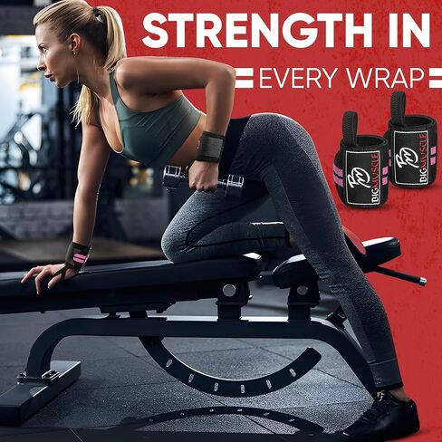 Big Muscle Wrist Wraps for Weightlifting, Powerlifting, Strength Training, Benching & Bodybuilding Thumb Loops with Adjustable Straps, Wrist Support for Men & Women in Saudi Arabia