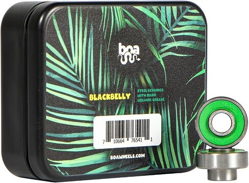 Boa Blackbelly Skateboard Bearings, 8 Pack, Built-in Spacer, for Skateboard, Inline, Rollerskate, Longboard, Precision 608 Bearings (Steel, Set of 8) in Saudi Arabia