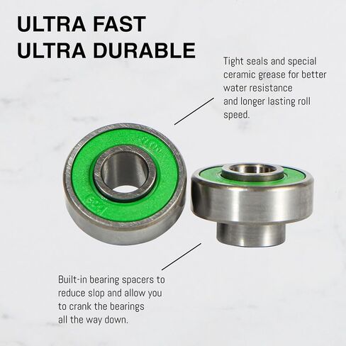 Boa Blackbelly Skateboard Bearings, 8 Pack, Built-in Spacer, for Skateboard, Inline, Rollerskate, Longboard, Precision 608 Bearings (Steel, Set of 8) in Saudi Arabia