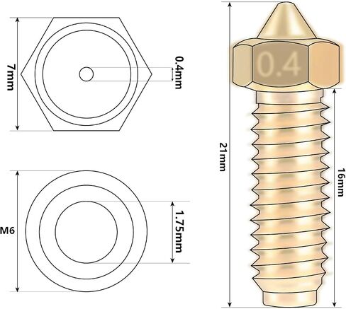20PCS Barss Nozzles Kit for Kobra 3, 3D Printer 8PCS 0.4mm and 3PCS 0.2mm, 0.6mm, 0.8mm, 1.0mm Nozzles Kit for Anycubic Kobra 3, Kobra 3 Combo in Kuwait
